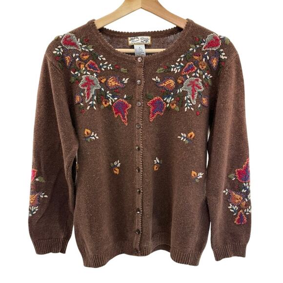 Vintage Heirloom Collectibles Y2K Brown Button Cardigan S Autumn Cottagecore - Picture 1 of 5